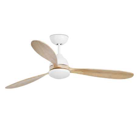 LED Deckenventilator Poros Ø 132cm Weiß mit Holzblättern und Licht für moderne Wohnräume