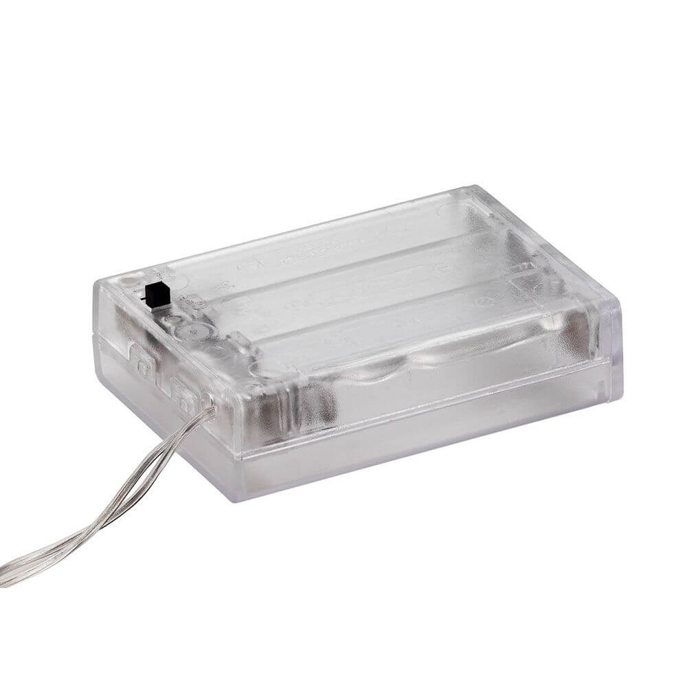 Batteriekasten für LED Dekolichterkette Aluminium-Drahtkugeln klein 16 Warmweiße Dioden batteriebetrieben.