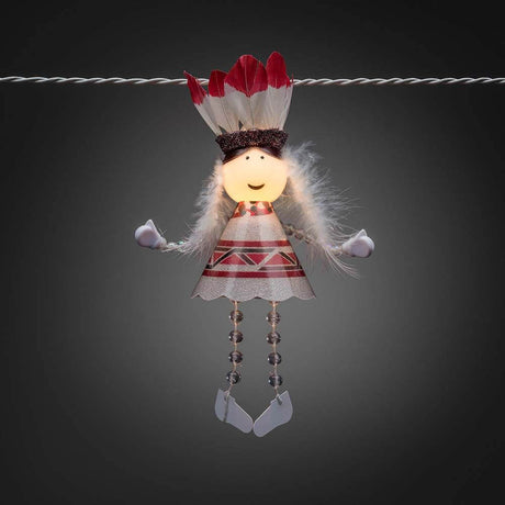 LED Dekolichterkette Indianer 10 Warmweiße Dioden - Dekorative Figur in Indianer-Kostüm mit Licht