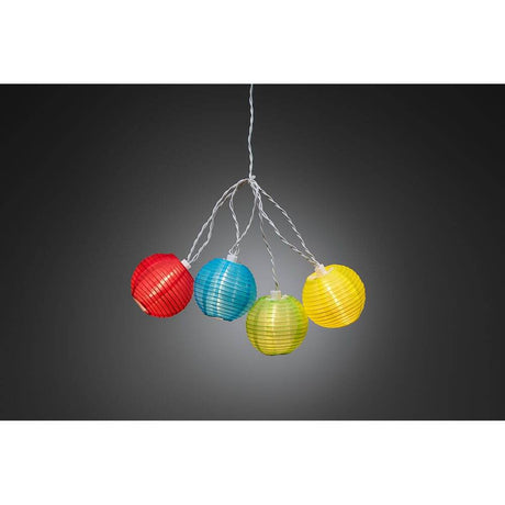 LED Dekolichterkette pinke/blaue/grüne/gelbe Plastikreiskugeln 20 Warmweiße Dioden IP44 mit bunten Laternen
