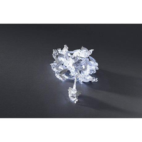 LED Decorative light chain with silver-colored angels, 24 cool white diodes in a delicate design on a dark background.