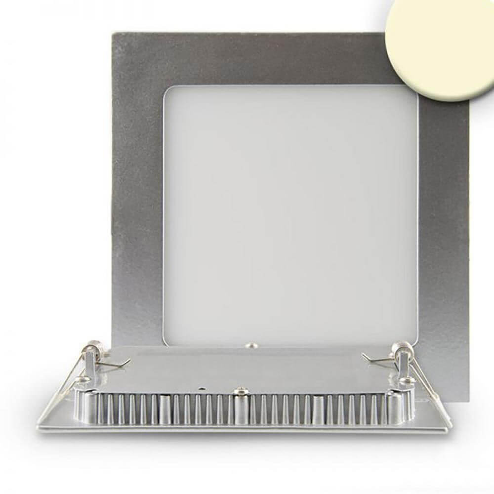 LED Einbaupanel 19 x 19cm flach eckig silber Dimmbar 15W Warmweiß - Frontansicht mit Trafo.