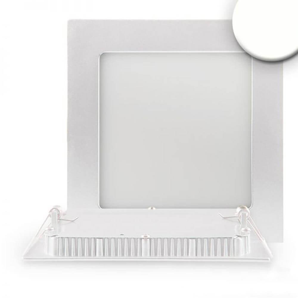LED Einbaupanel 19 x 19cm flach eckig weiß Dimmbar 15W Neutralweiß mit Trafo und Stecksystem, lichtdurchlässiger Rahmen.