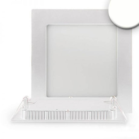 LED Indbygget panel 19 x 19cm flad firkantet hvid dæmpbar 15W neutral hvid med transformer og plug-in system, gennemskinnelig ramme.