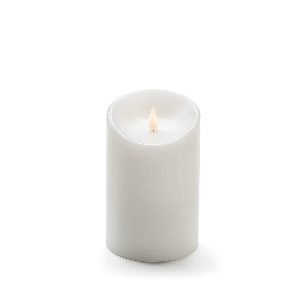 LED Echtwachskerze weiß mit 3D Flamme 16cm Timer Warmweiß batteriebetrieb