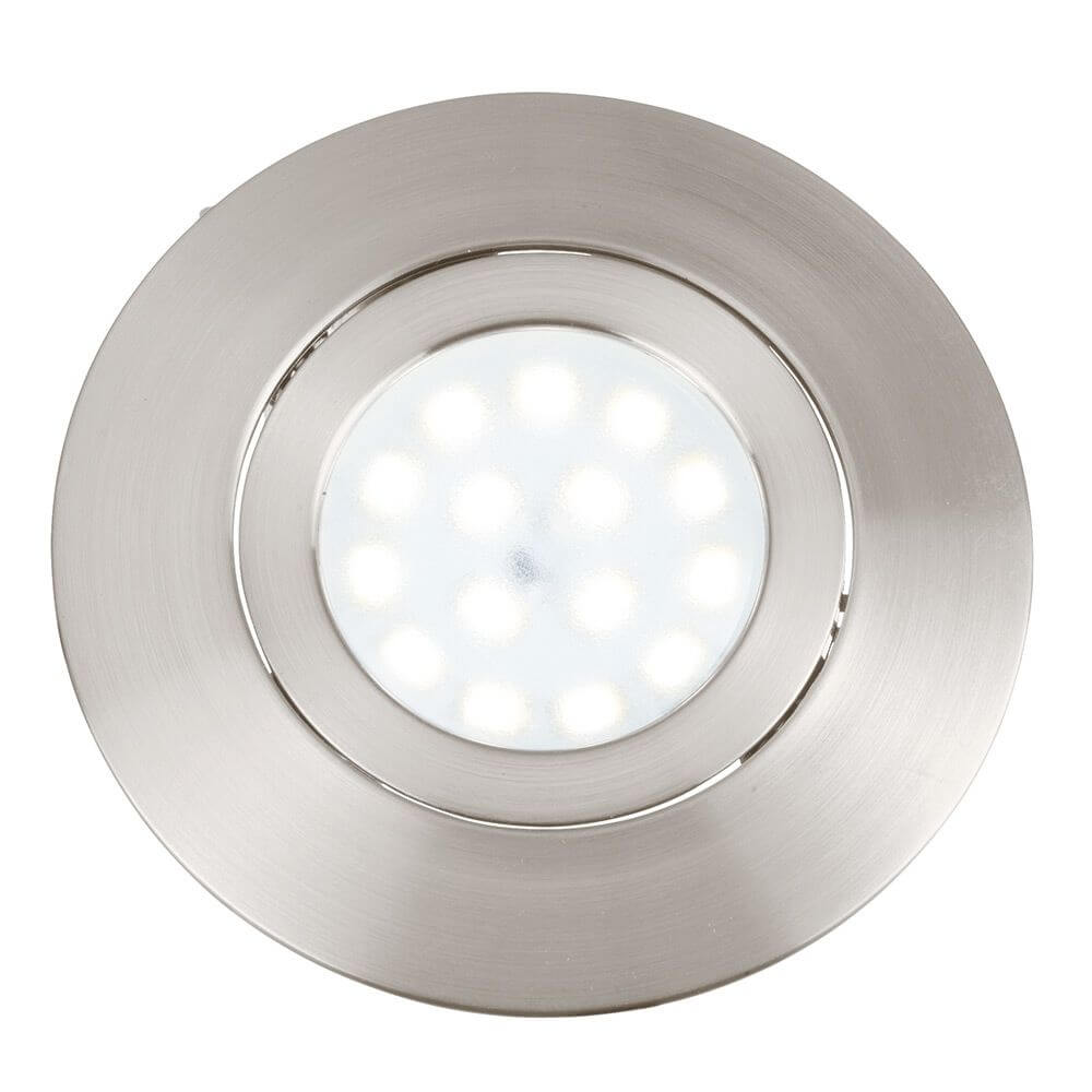 LED Einbaulampe Movibile IP44 Nickel mit schwenkbarem Kopf und satinierter Diffusor.
