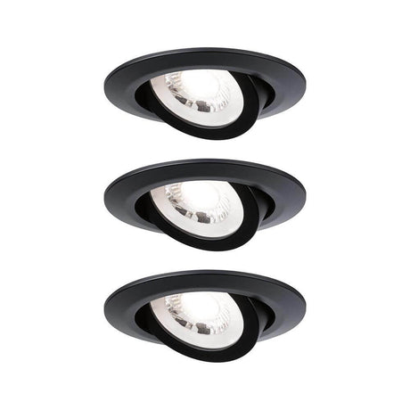 LED Einbauleuchte 3er-Set schwenkbar Schwarz-Matt, kompakte und elegante Einbaustrahler für vielseitige Anwendungen.