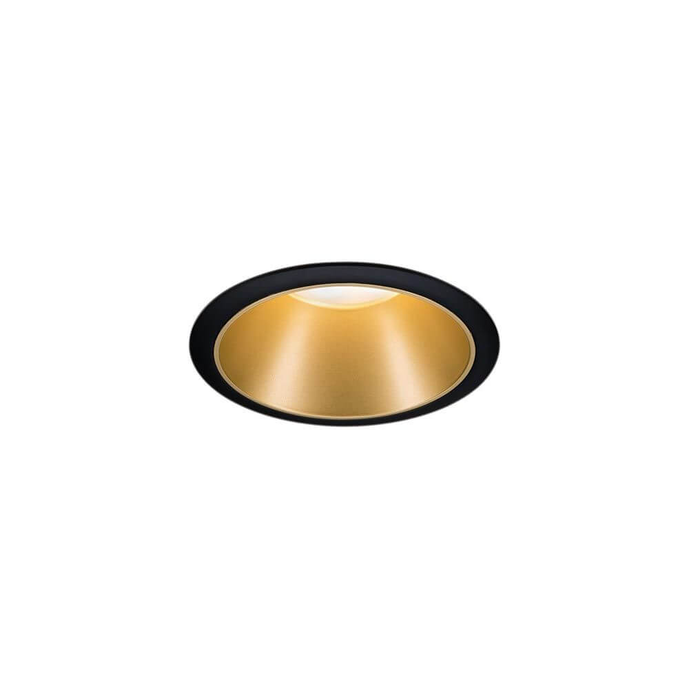 LED Einbauleuchte Cole LED Basis-Set Schwarz, Gold IP44 mit mattem Goldreflektor und blendfreier Beleuchtung.