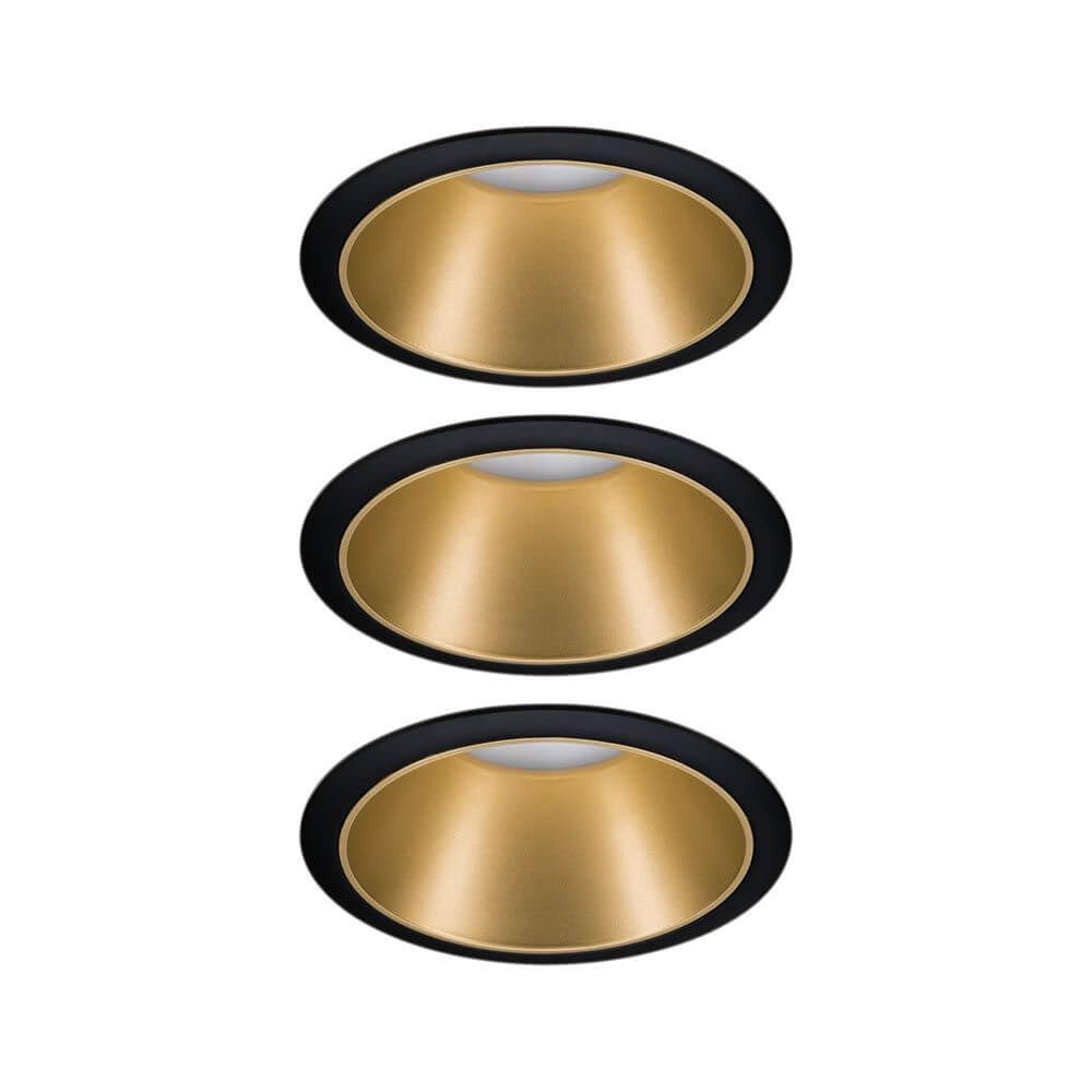 LED Einbauleuchte Cole LED Basis-Set Schwarz, Gold IP44 mit goldenen Lichtpunkten