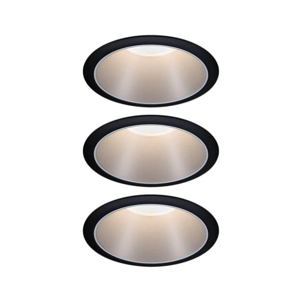 LED Einbauleuchte Cole Basis-Set 8,8cm Schwarz, Silber – moderne und blendfreie Deckenbeleuchtung in elegantem Design.