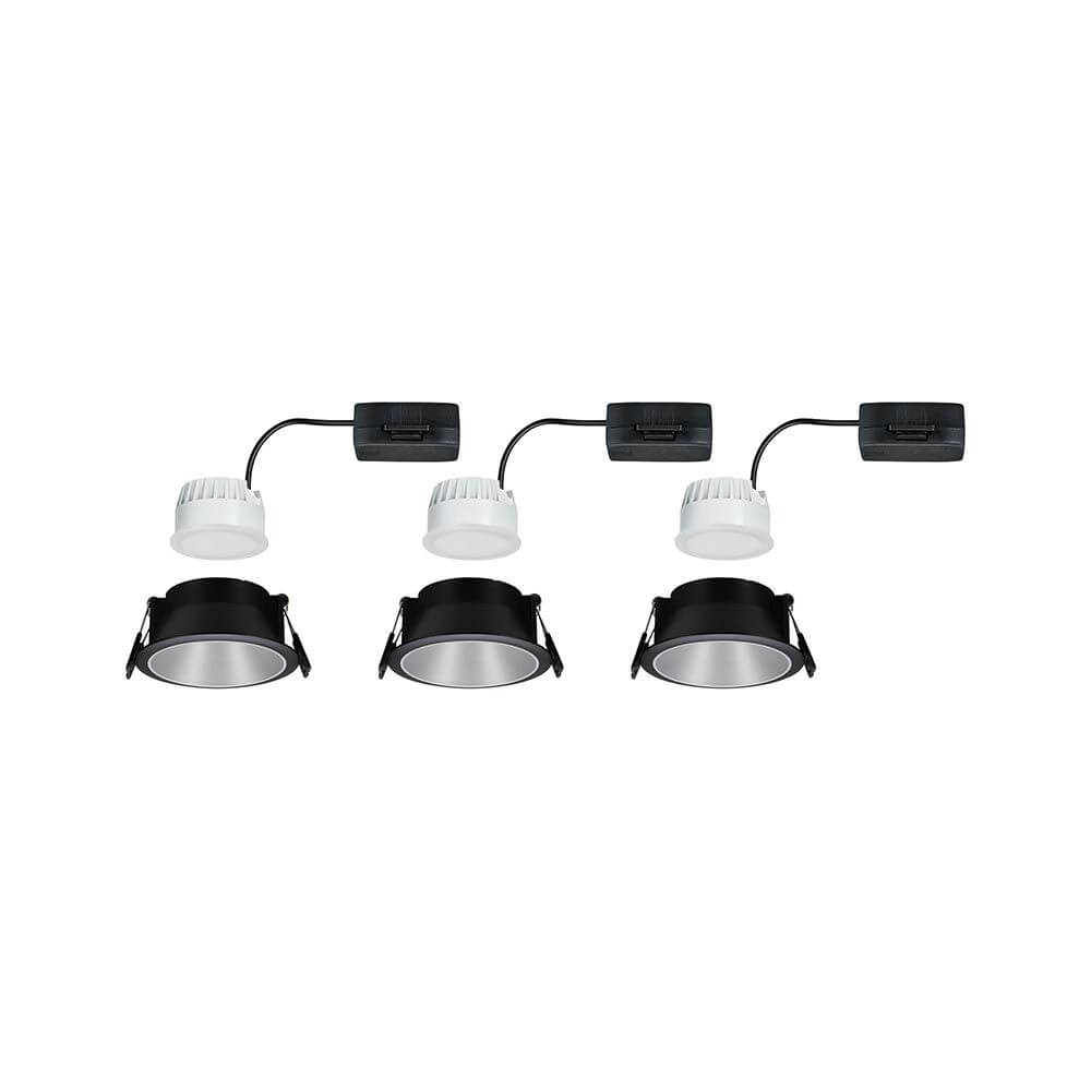 LED Einbauleuchte Cole Basis-Set 8,8cm Schwarz, Silber - moderne Deckenleuchten in Schwarz und Silber.