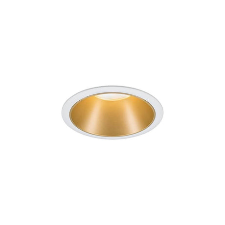 Alt Tag: LED Einbauleuchte Cole Basis-Set Rund Weiß, Gold in Weiß mit goldener Innenfläche, mattes, zurückgesetztes LED-Coin für blendfreie Deckenbeleuchtung