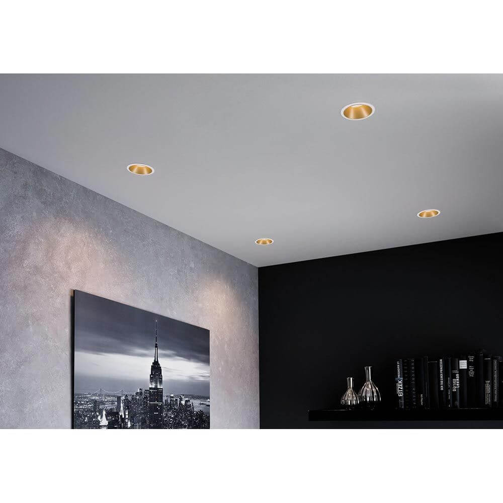 LED Einbauleuchte Cole Basis-Set Rund Weiß, Gold in modernem Wohnzimmerdecke, matte goldene Einbauleuchten mit weichem, blendfreiem Licht