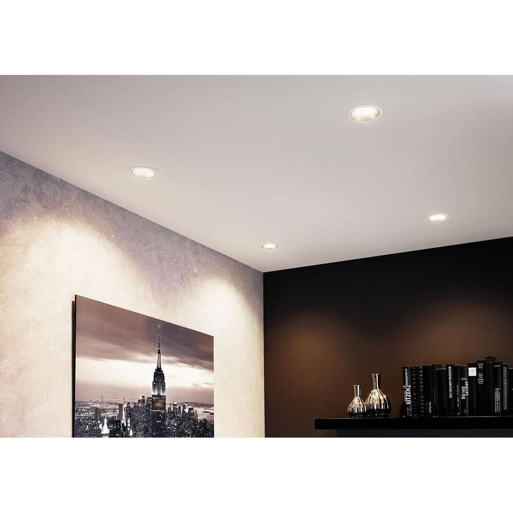 LED Einbauleuchte Cole Basis-Set Rund Weiß, Gold in moderner Wohnzimmertheke, zurückgesetzte Coins für blendfreies, warmes Deckeneinbauleuchten-Ambiente