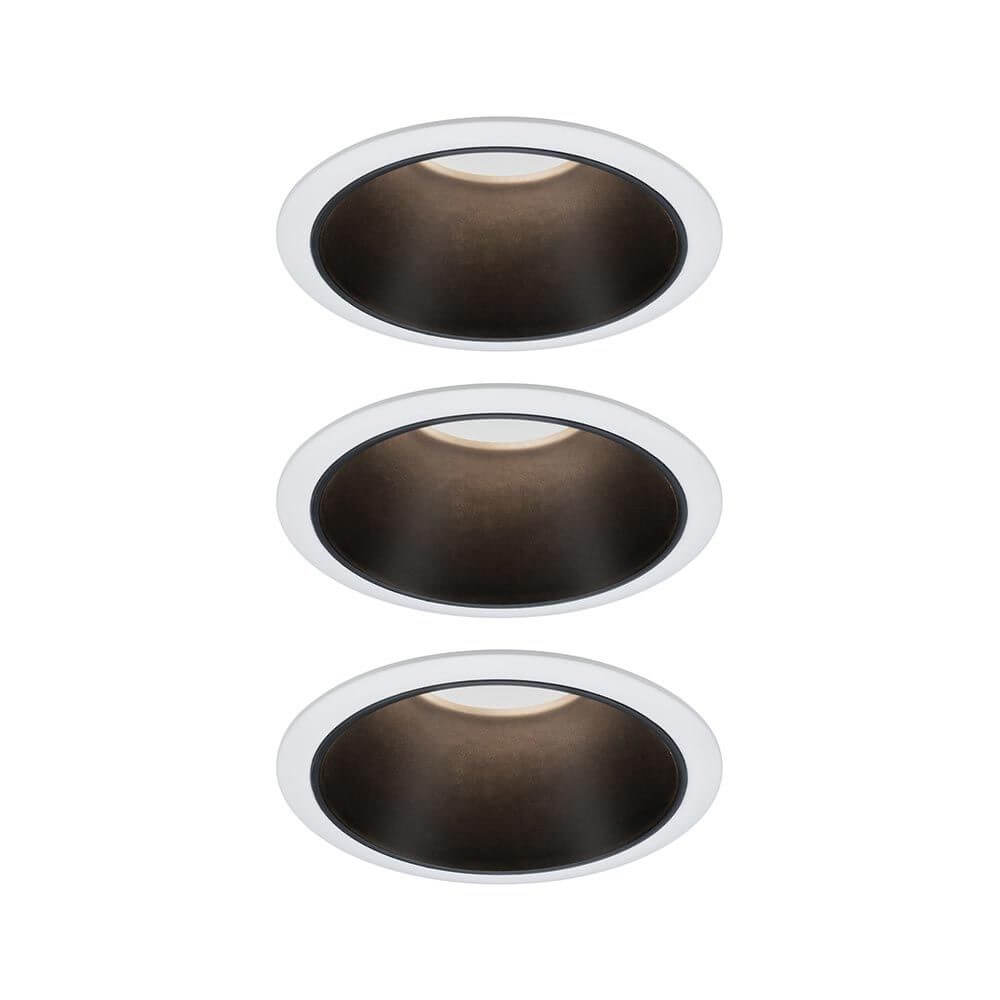 LED Einbauleuchte Cole Basis 3er-Set Weiß, Schwarz – elegante, blendfreie Deckenbeleuchtung.