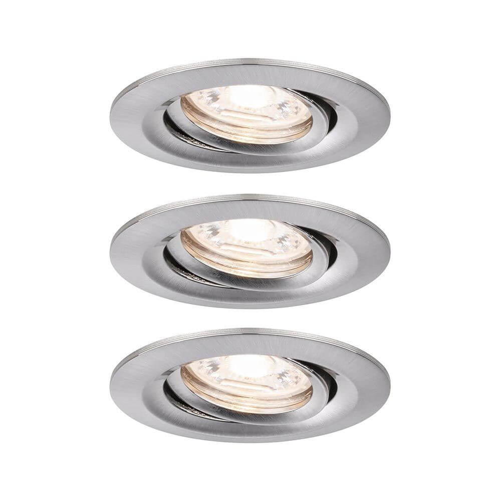 LED Einbauleuchte Nova Mini Plus LED Basis-Set Rund 66mm 15° in brushed iron color, ideal for spotlighting and accent lighting.