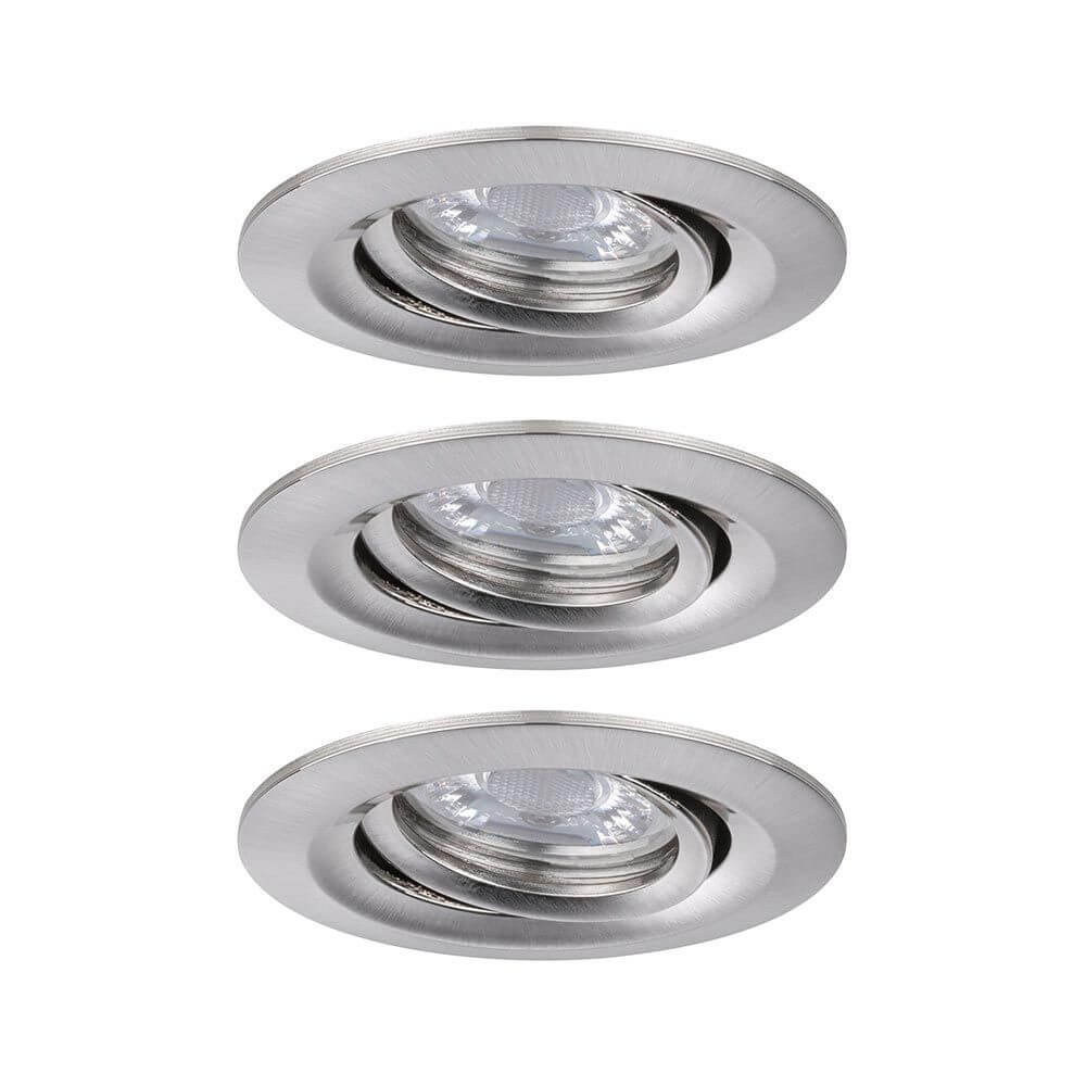 LED Einbauleuchte Nova Mini Plus LED Basis-Set Rund 66mm 15° in Eisen gebürstet, schwenkbare Einbauleuchten.