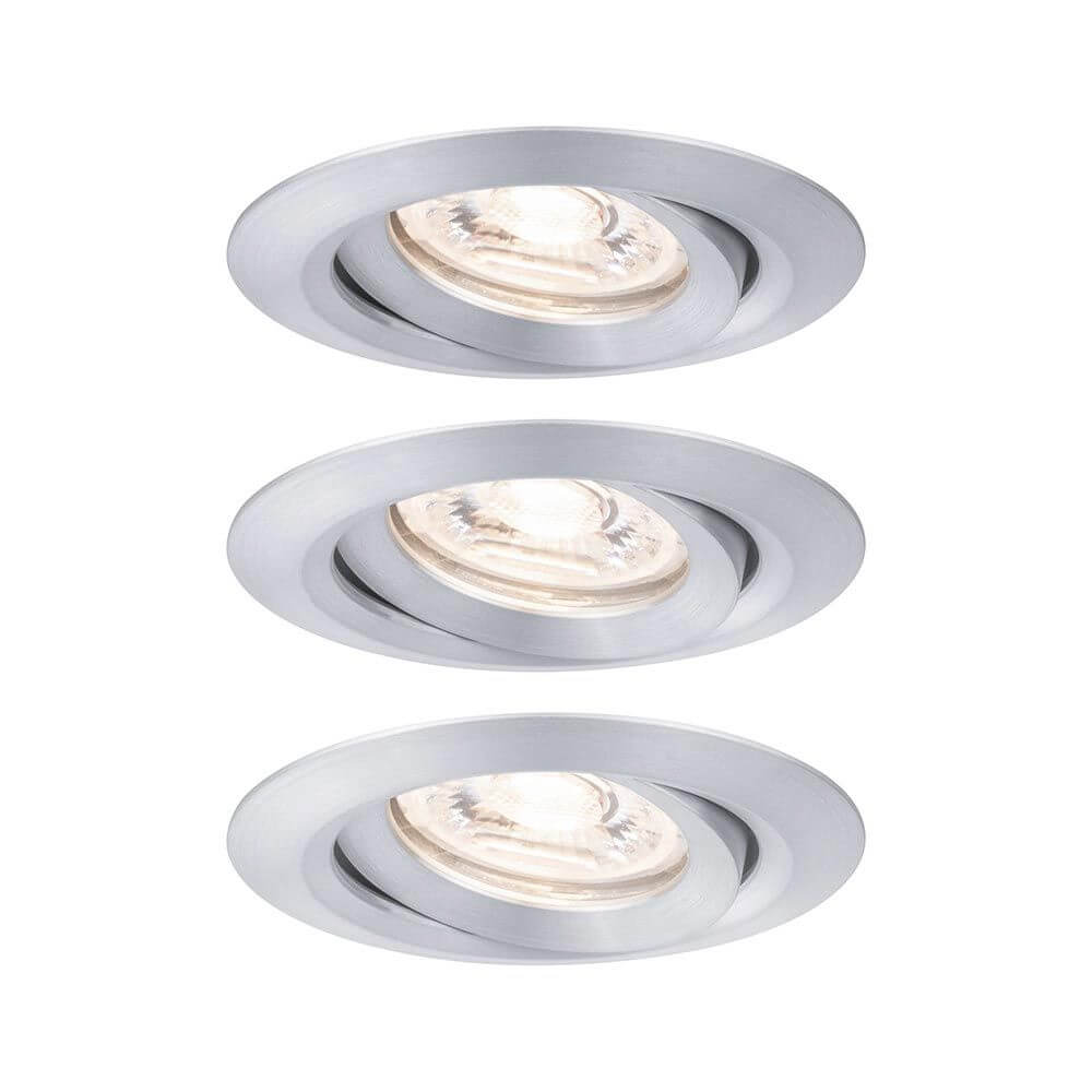 LED Einbauleuchte Nova Mini Plus LED Basis-Set Rund 66mm 15° Alu, schwenkbare LED-Leuchten in Alufinish.