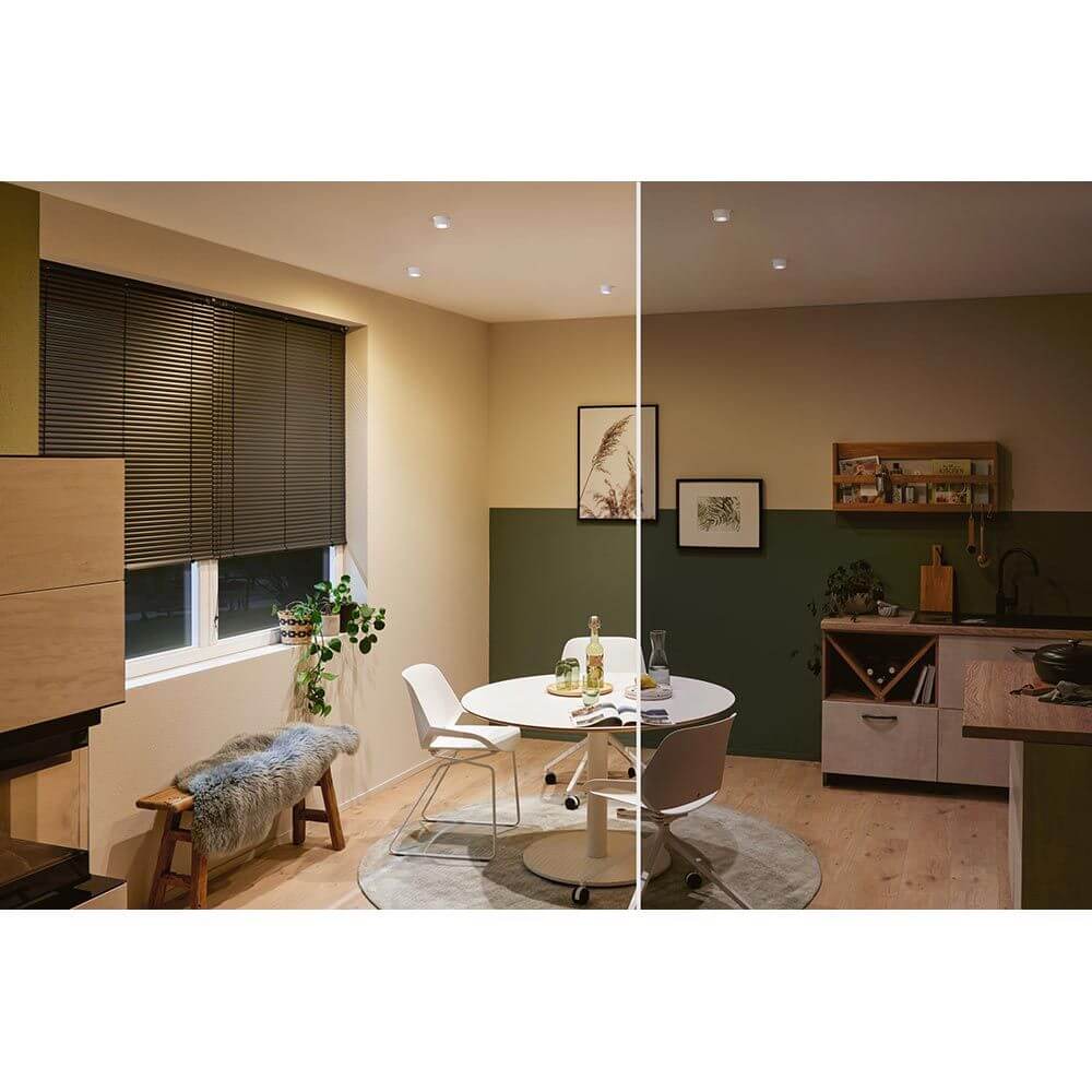LED Einbauleuchte Gil Basis-Set Rund mit Stufen-Dimmer in modernem Wohnraum mit eleganten Akzenten.