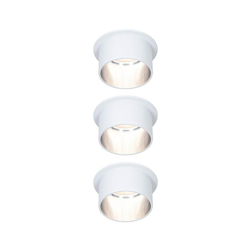 LED Einbauleuchte Gil Basis-Set Rund mit Stufen-Dimmer in Weiß matt, 3er-Set mit dekorativen Lichthighlights.