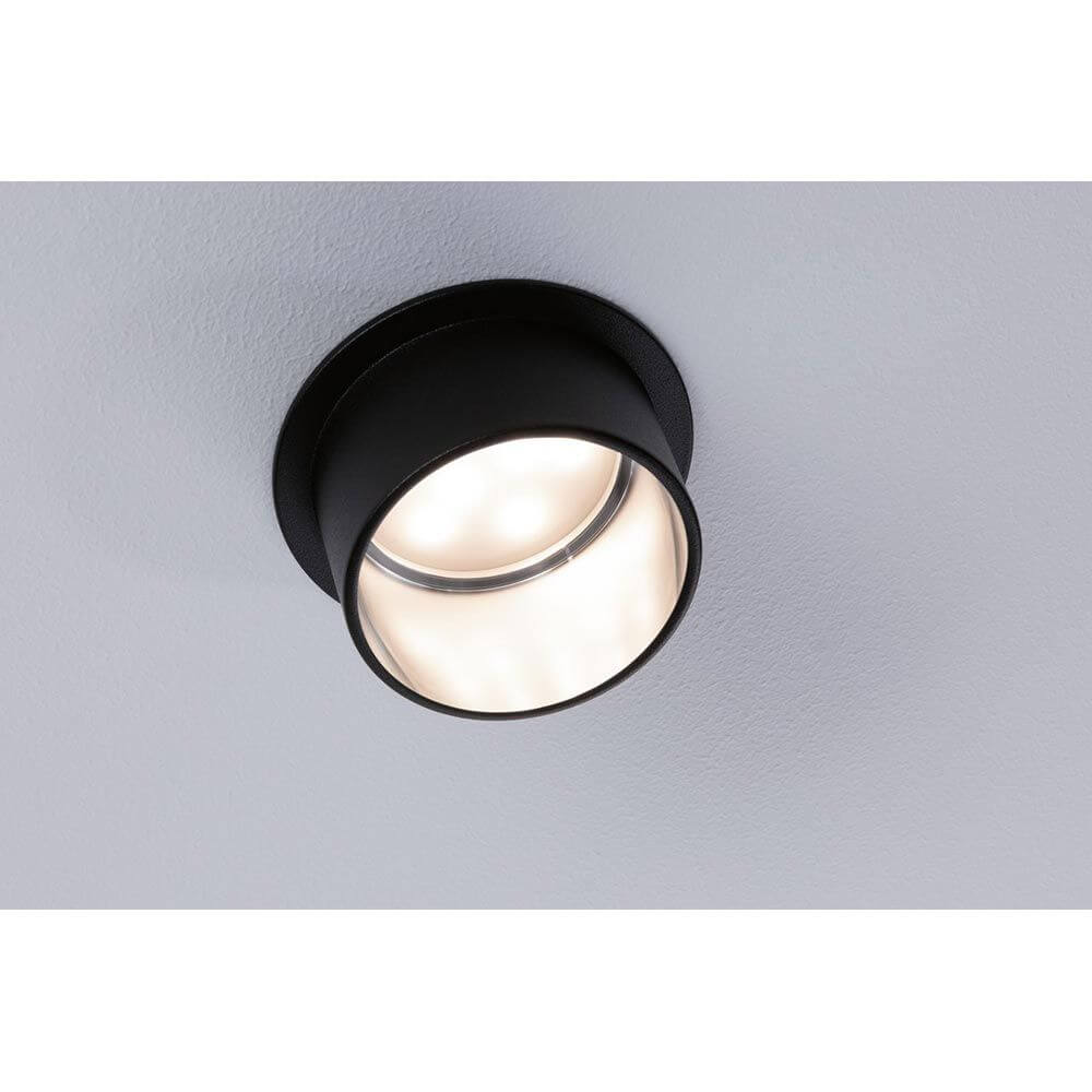 LED Einbauleuchte Gil Ø 68mm mit 3 Stufen-Dimmer in Schwarz matt, Deckeninstallation mit blendfreiem Licht.