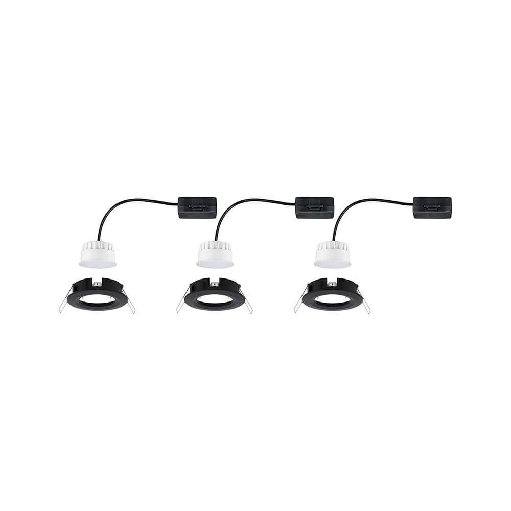 LED Einbauleuchte 3er Basis-Set Nova Rund Ø 7,8cm Schwarz mit Kabelführung und Halterungen