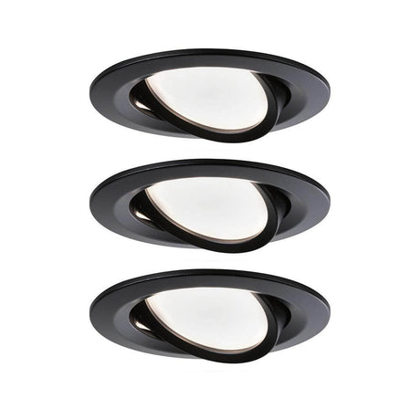 LED Einbauleuchte Nova LED Schwarz-Matt, drei schwenkbare Einbaustrahler in modernem Design.