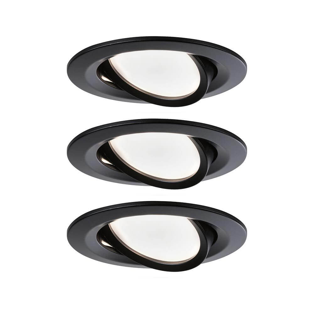 LED Einbauleuchte Nova in Schwarz mit schwenkbarem Design und 3 Stufen-Dimmer, energieeffizient und puristisch.