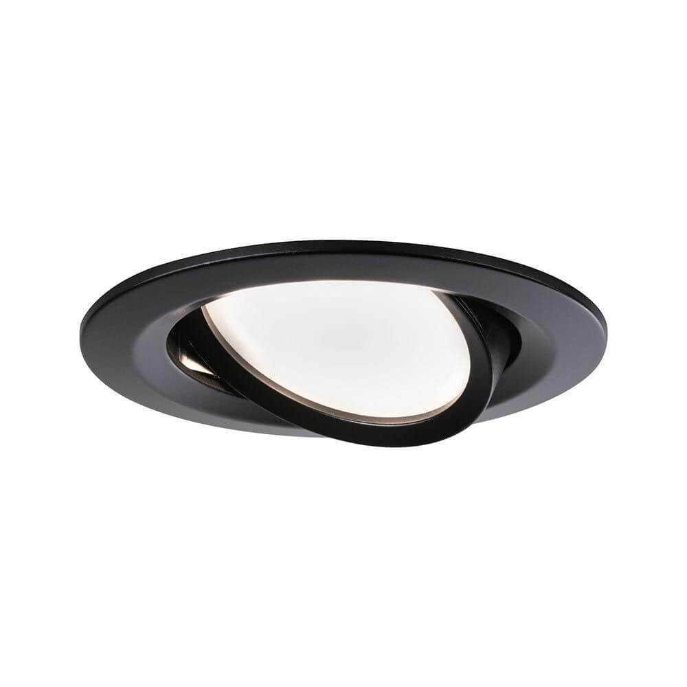 LED Einbauleuchte Nova in Schwarz mit schwenkbarem Design und integriertem Dimmer, energieeffizient.
