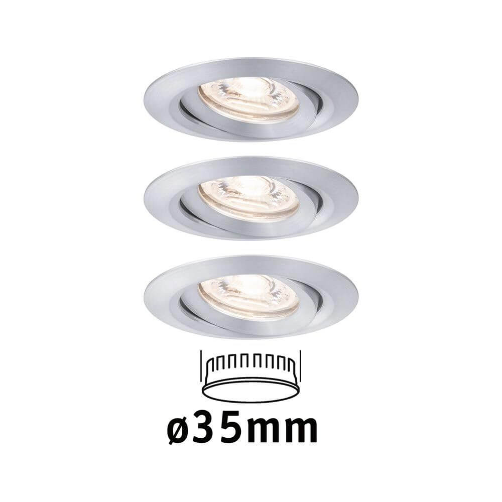LED Einbauleuchte Nova Mini Basis-Set schwenkbar, 3 schwenkbare Leuchten mit Ø35mm.