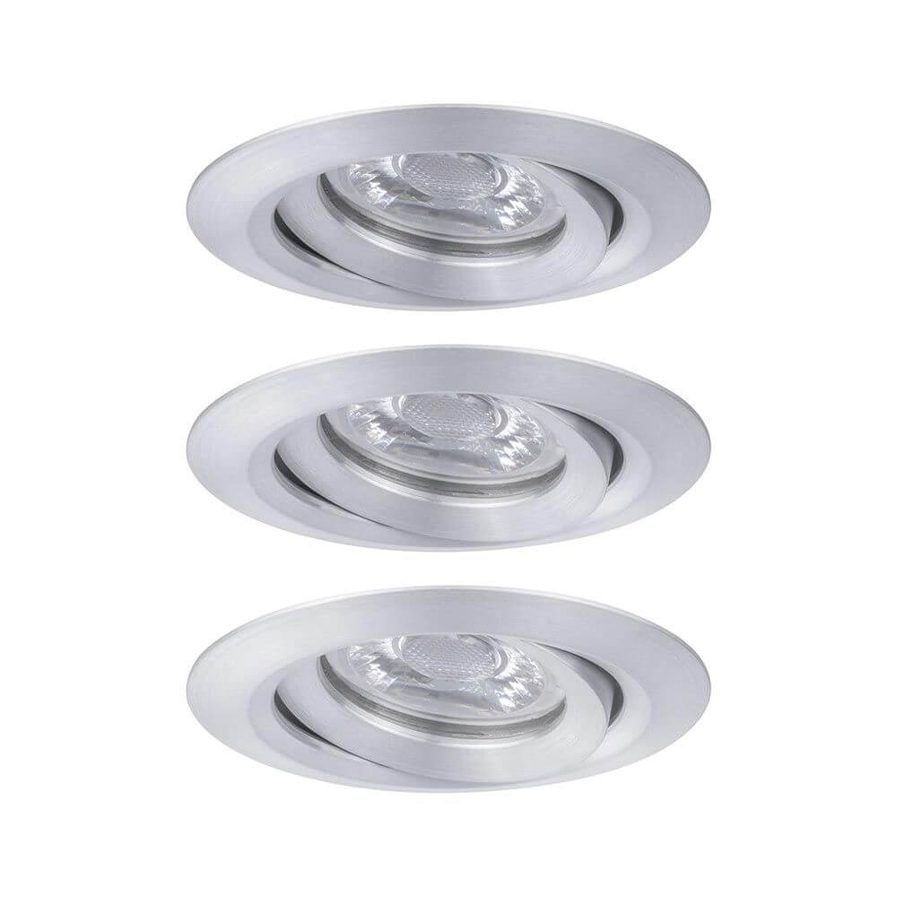 LED Einbauleuchte Nova Mini Basis-Set schwenkbar – Set aus 3 schwenkbaren Einbauleuchten in Alu gedreht