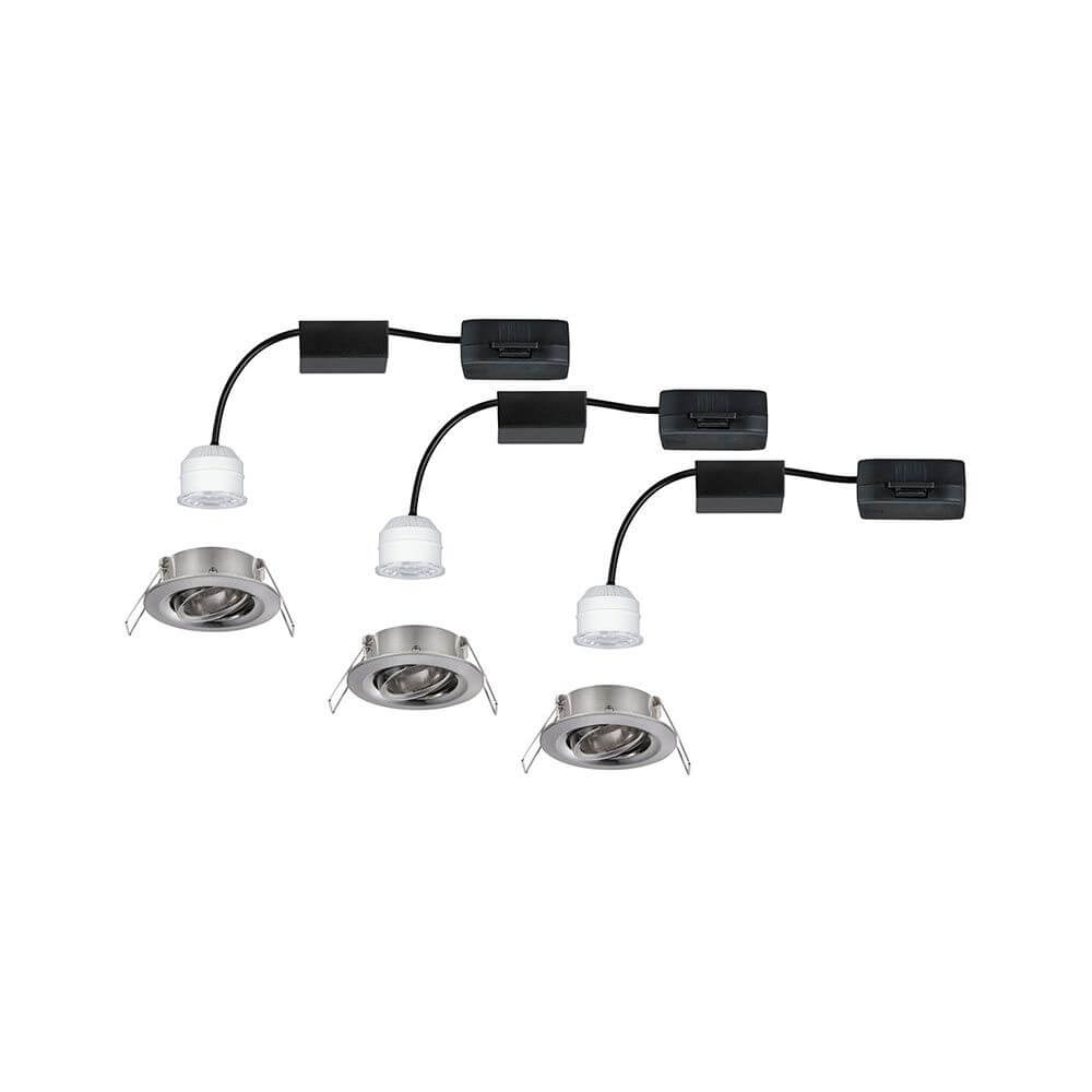 LED Einbauleuchte Nova Mini Basis-Set schwenkbar Rund 66mm im Set aus 3 Einbauleuchten mit flexiblen Kabeln.