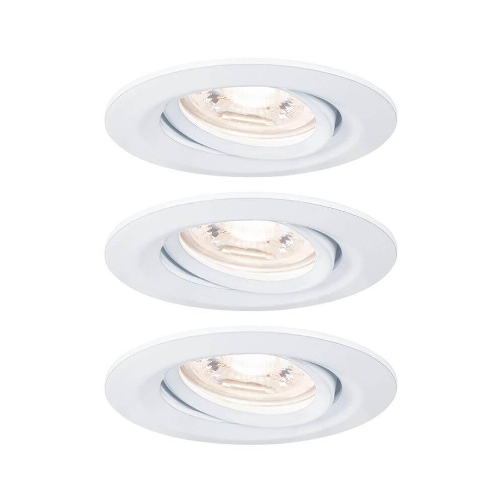 LED Einbauleuchte Nova Mini Basis-Set schwenkbar Rund 66mm Weiß - Set aus 3 schwenkbaren, runden Einbauleuchten in Weiß.