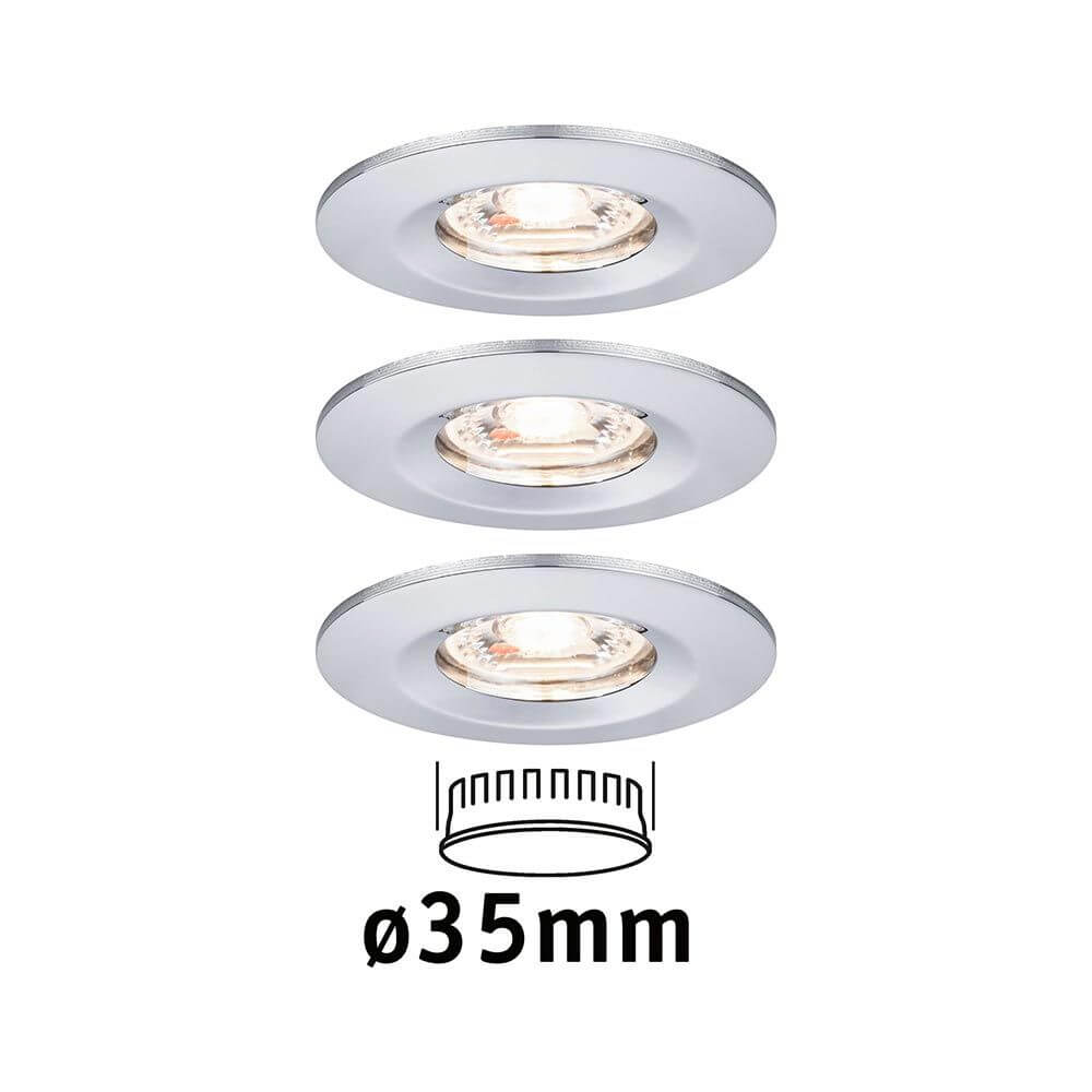 LED Einbauleuchte Nova Starr Mini Basis-Set Ø 6,5cm Chrom mit 3 Leuchten und wechselbaren Ø35mm Coins