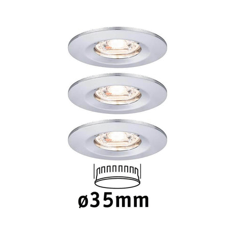 LED Einbauleuchte Nova Starr Mini Basis-Set Ø 6,5cm Chrom mit 3 Leuchten und wechselbaren Ø35mm Coins