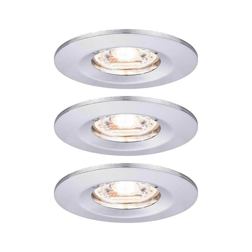 LED Einbauleuchte Nova Starr Mini Basis-Set Ø 6,5cm Chrom – Set aus 3 Einbauleuchten in Chrom, warmweißes Licht.
