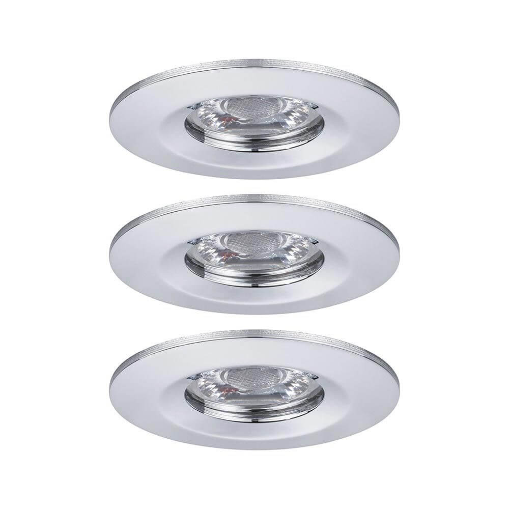 LED Einbauleuchte Nova Starr Mini Basis-Set Ø 6,5cm Chrom - Set aus 3 Leuchten mit wechselbaren Coins in Chrom.