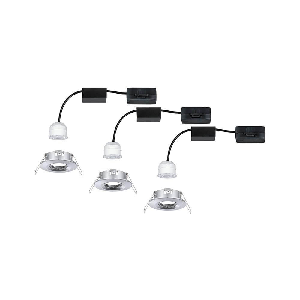 LED Einbauleuchte Nova Starr Mini Basis-Set Ø 6,5cm Chrom im Set mit 3 dimmbaren Leuchten und flexiblem Kabeldesign.