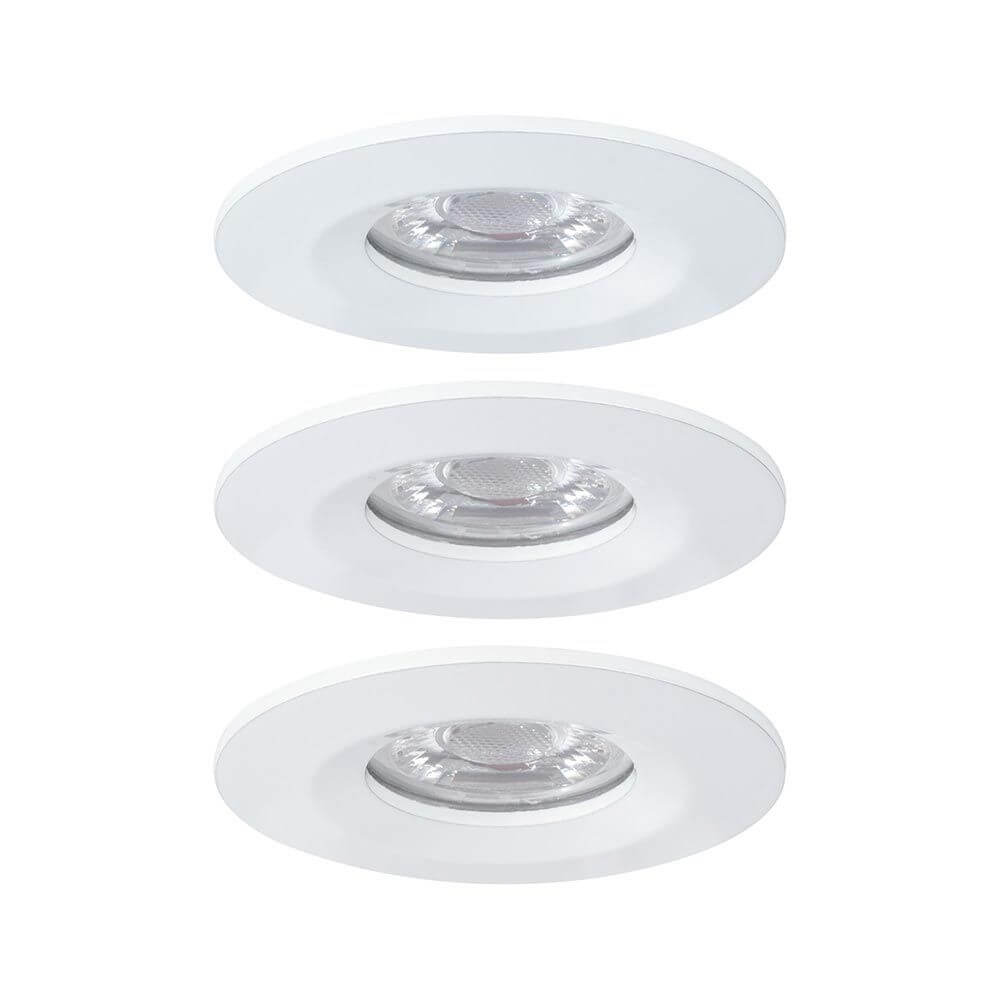 LED Einbauleuchte Nova Mini Basis-Set starr Rund 6,5cm Weiß-Matt, Set aus 3 Leuchten mit LED-Modul.