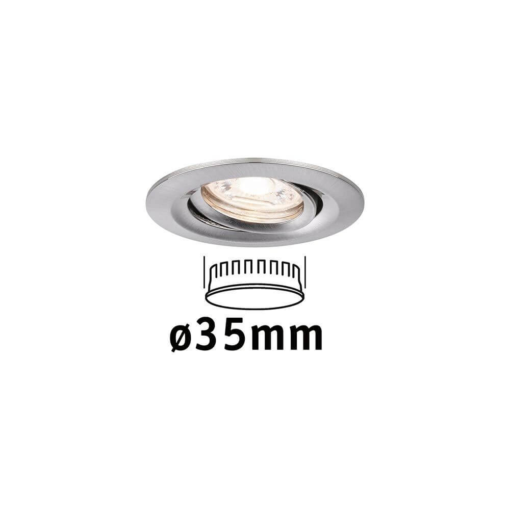 LED Einzelleuchte Nova Mini Schwenkbar Alu-Gebürstet mit wechselbarem 35mm Coin im modernen Design.