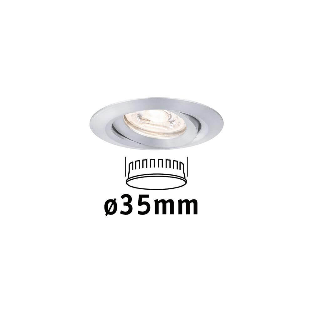 LED Einzelleuchte Nova Mini schwenkbar Rund 66mm mit 35mm Coin im Aluminium-Design.