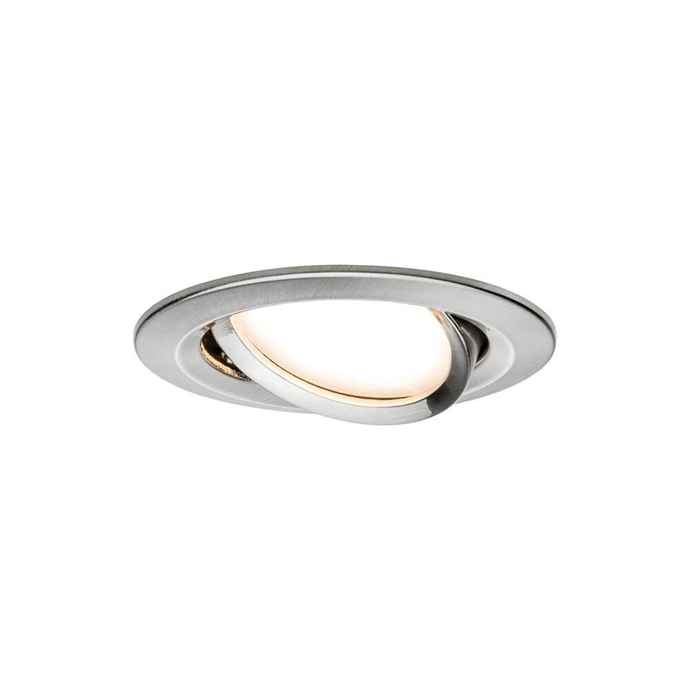 LED Einbauleuchte Smart Home Zigbee Nova Plus Basis-Set in brushed iron design, ideal for modern lighting.