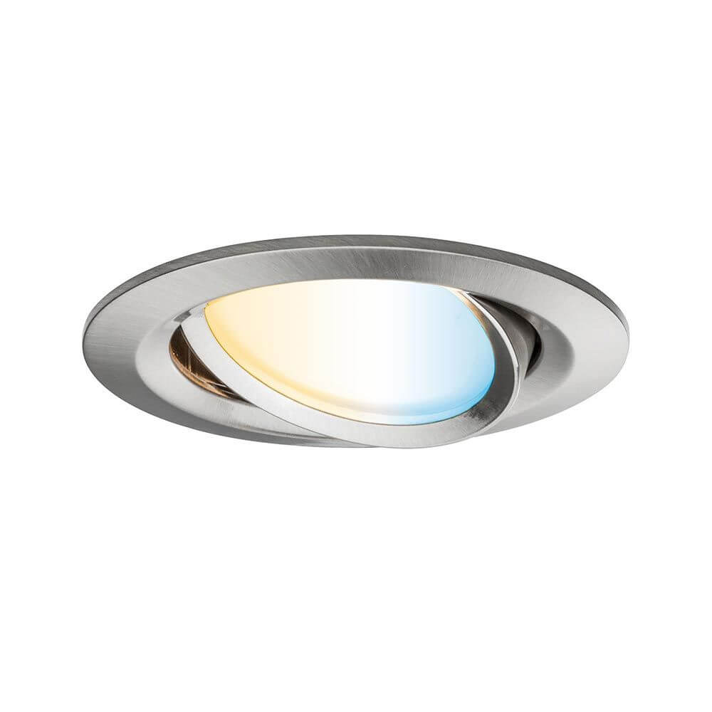 LED Einbauleuchte Nova Plus in gebürstetem Eisen mit tunable White-Funktion für Smart Homes.