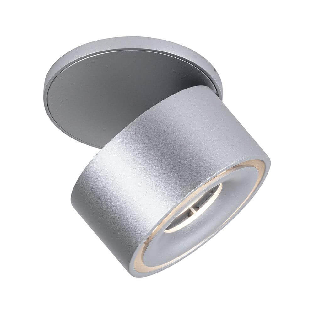 LED Einbauleuchte Spircle Chrom-Matt mit modernem Industrielook und schwenkbarem Spotkopf.