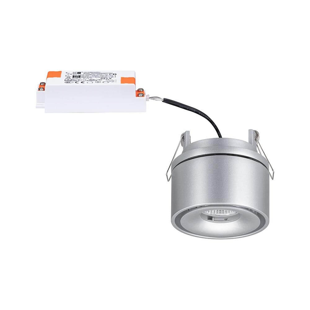 LED Einbauleuchte Spircle Chrom-Matt mit schwenkbarem Spotkopf und LED Treiber.