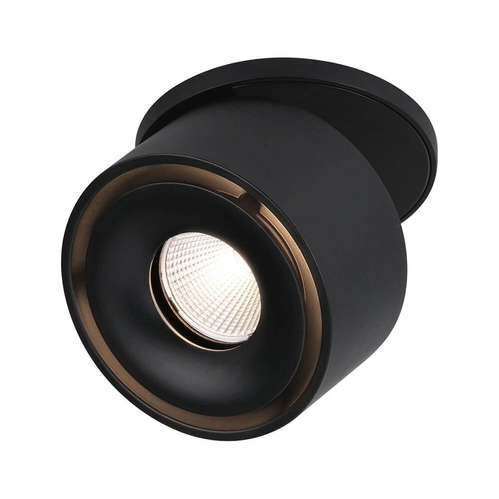 LED Einbauleuchte Spircle Schwarz matt mit flexiblem Spotkopf für gezielte Beleuchtung in modernem Design.
