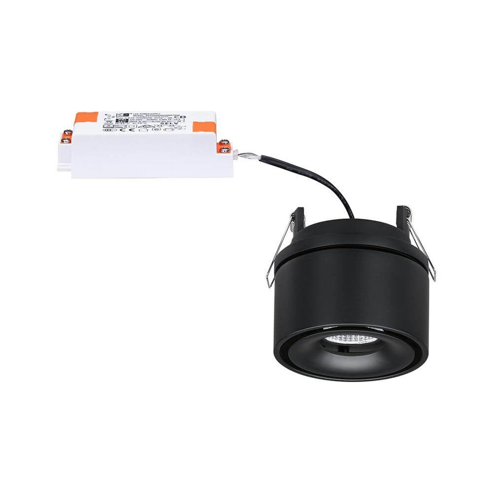 LED Einbauleuchte Spircle Schwarz-Matt mit schwenkbarem Spotkopf und Driver.