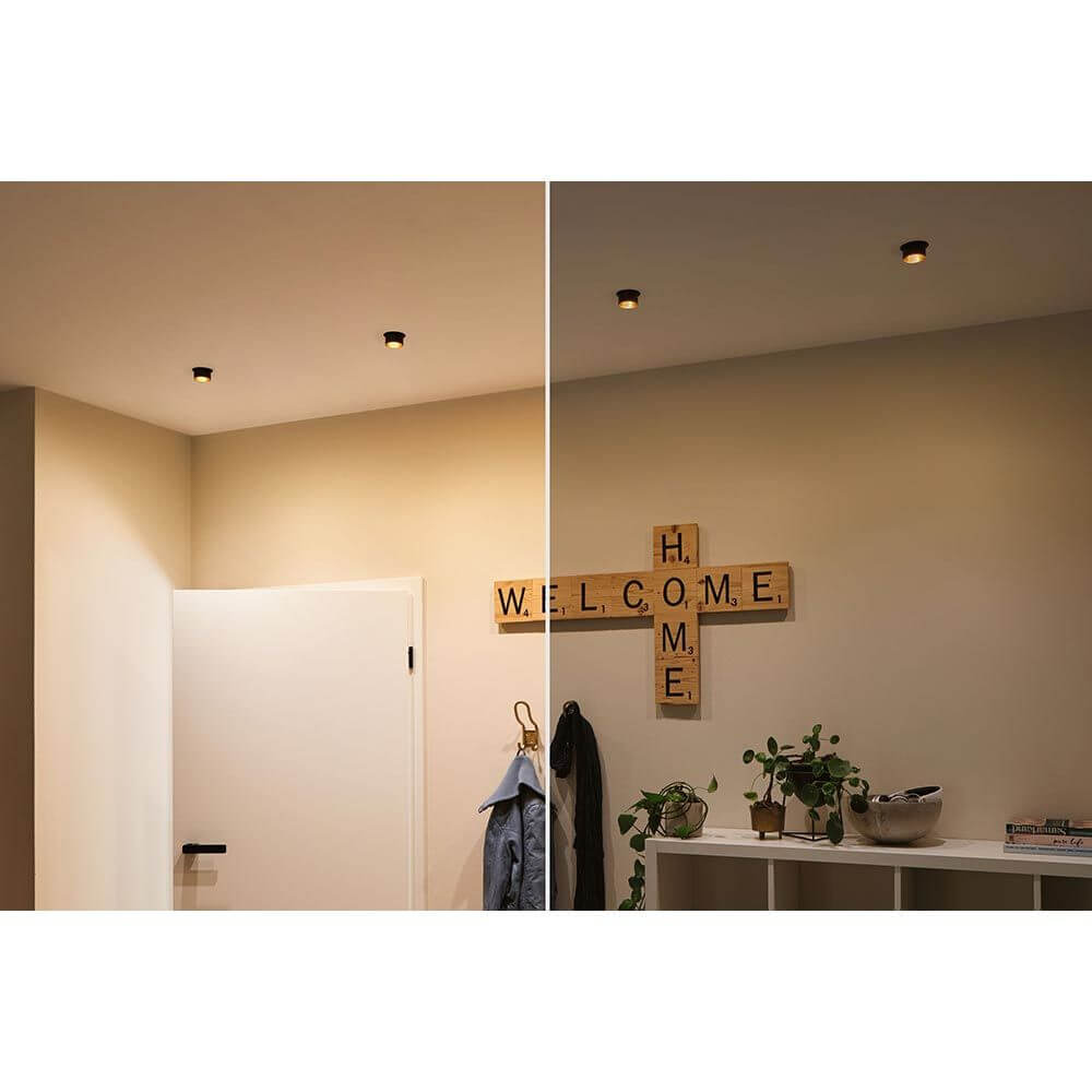 LED Einbauleuchte Stufen-Dimmer Gil Basis-Set 68mm Schwarz-Matt in einem modernen Wohnbereich.