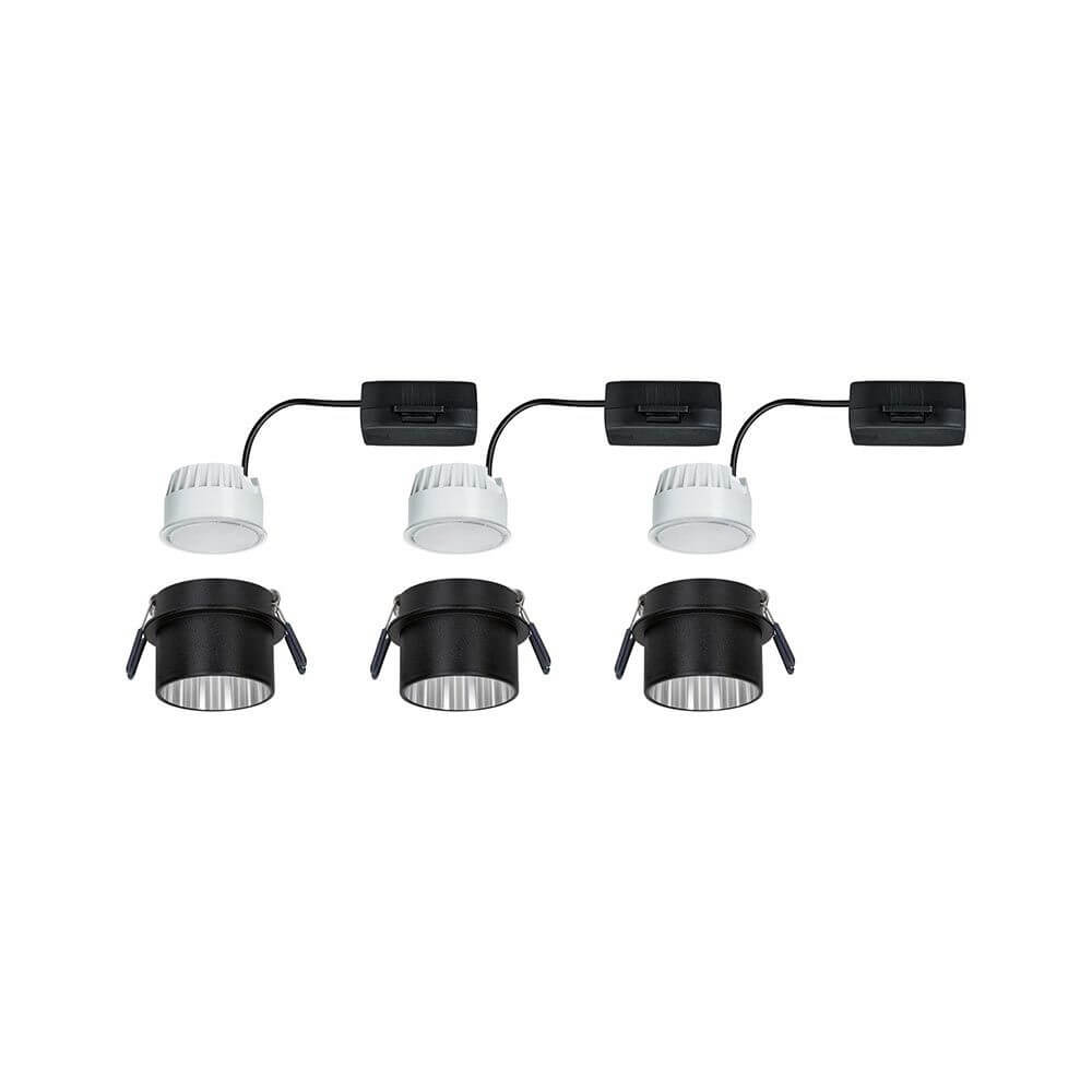 LED Einbauleuchte Gil Basis-Set Rund mit Stufen-Dimmer in schwarz und weiß, 3er-Set, dekorativ und blendfrei.