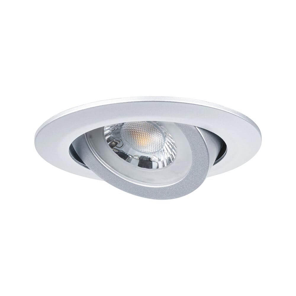 LED Einbauleuchte 3er-Set Stufen-Dimmbar Schwenkbar Chrom-Matt mit schwenkbarem Spot in modernem Design.